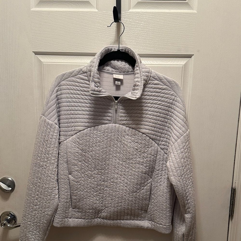 a new day Cream Taupe Quilted 1/4 Zip Sweatshirt Size Small